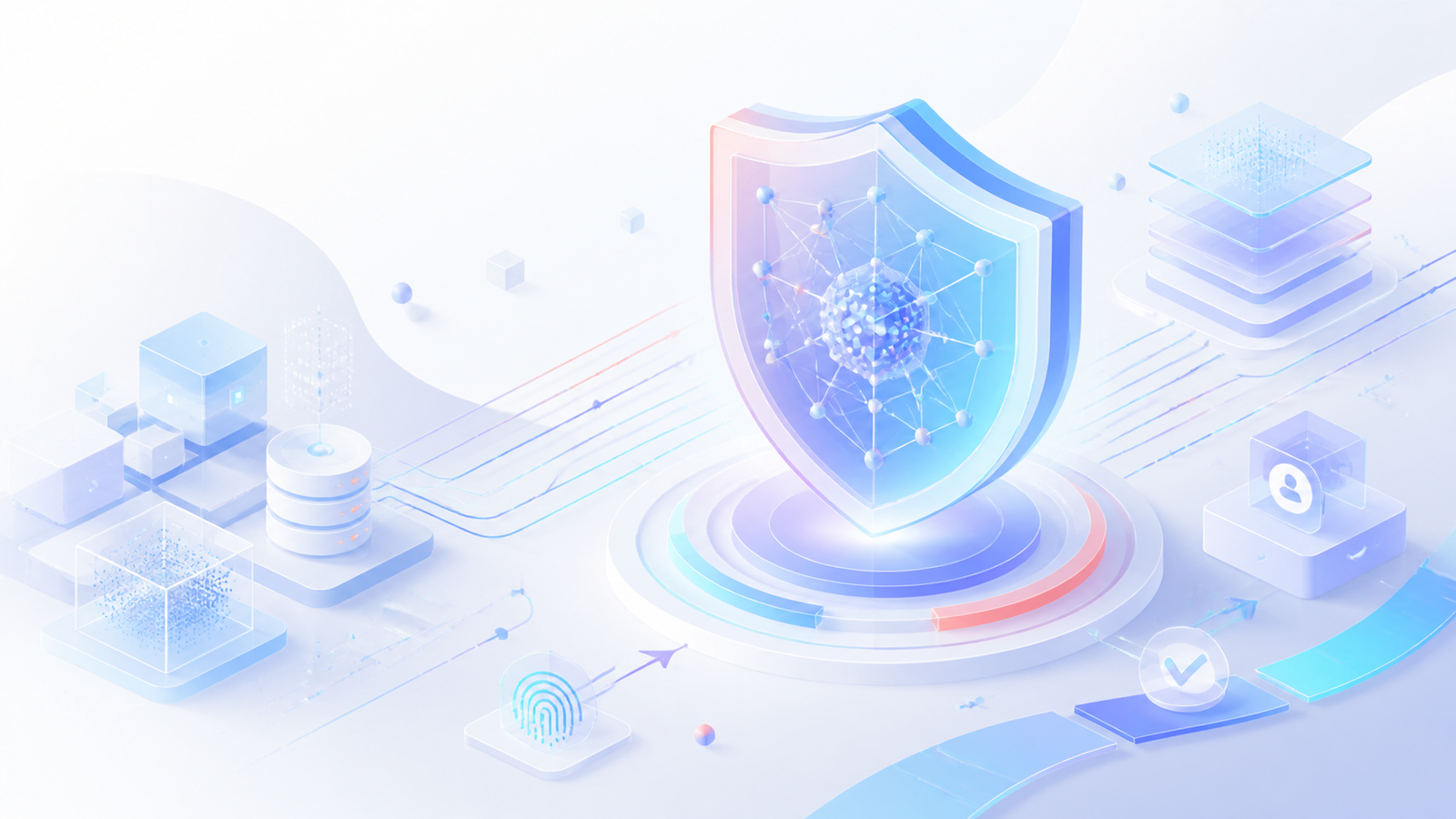 AI governance, cybersecurity, and protected data illustration