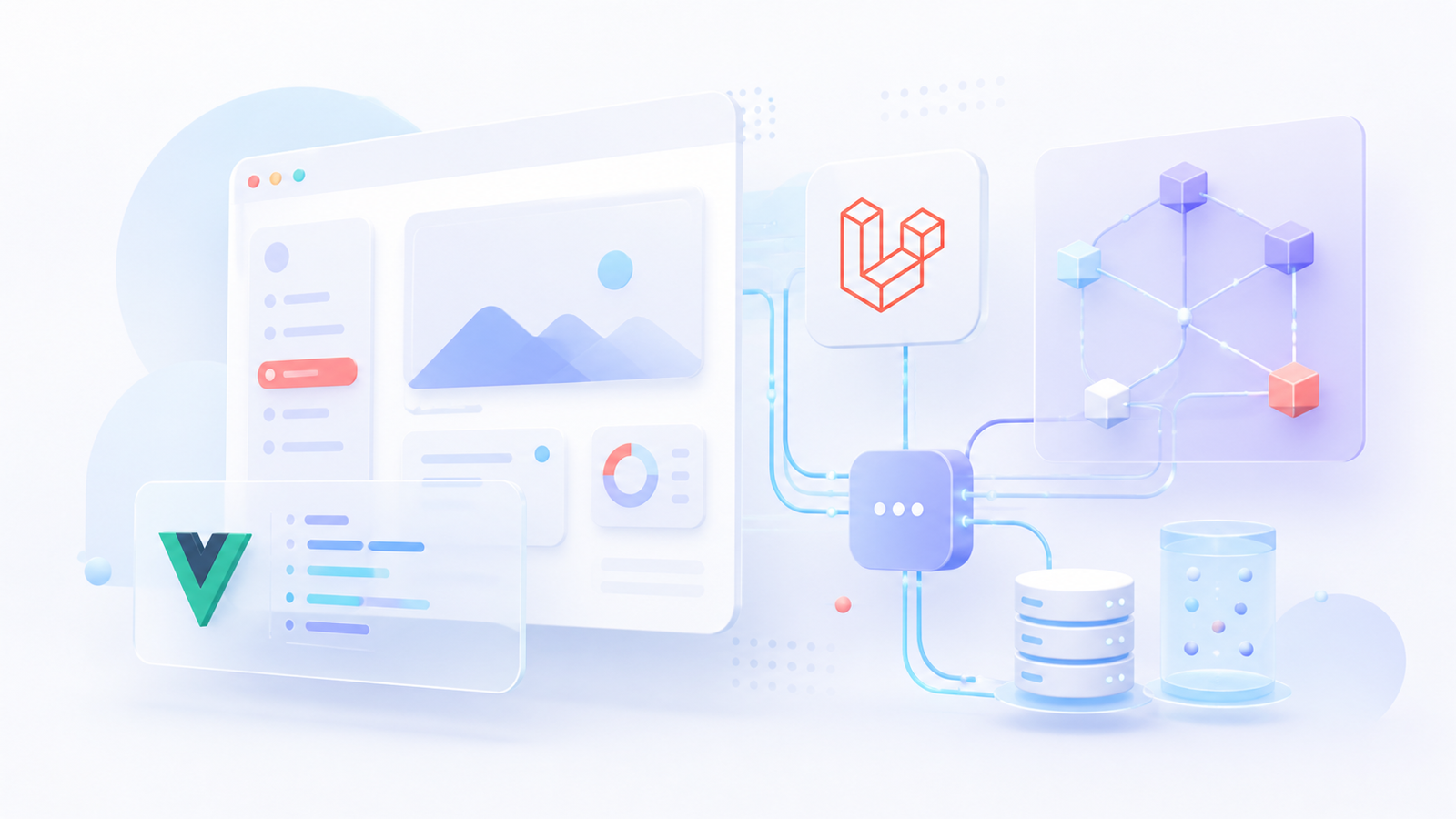 Modern Laravel and Vue.js web application architecture illustration